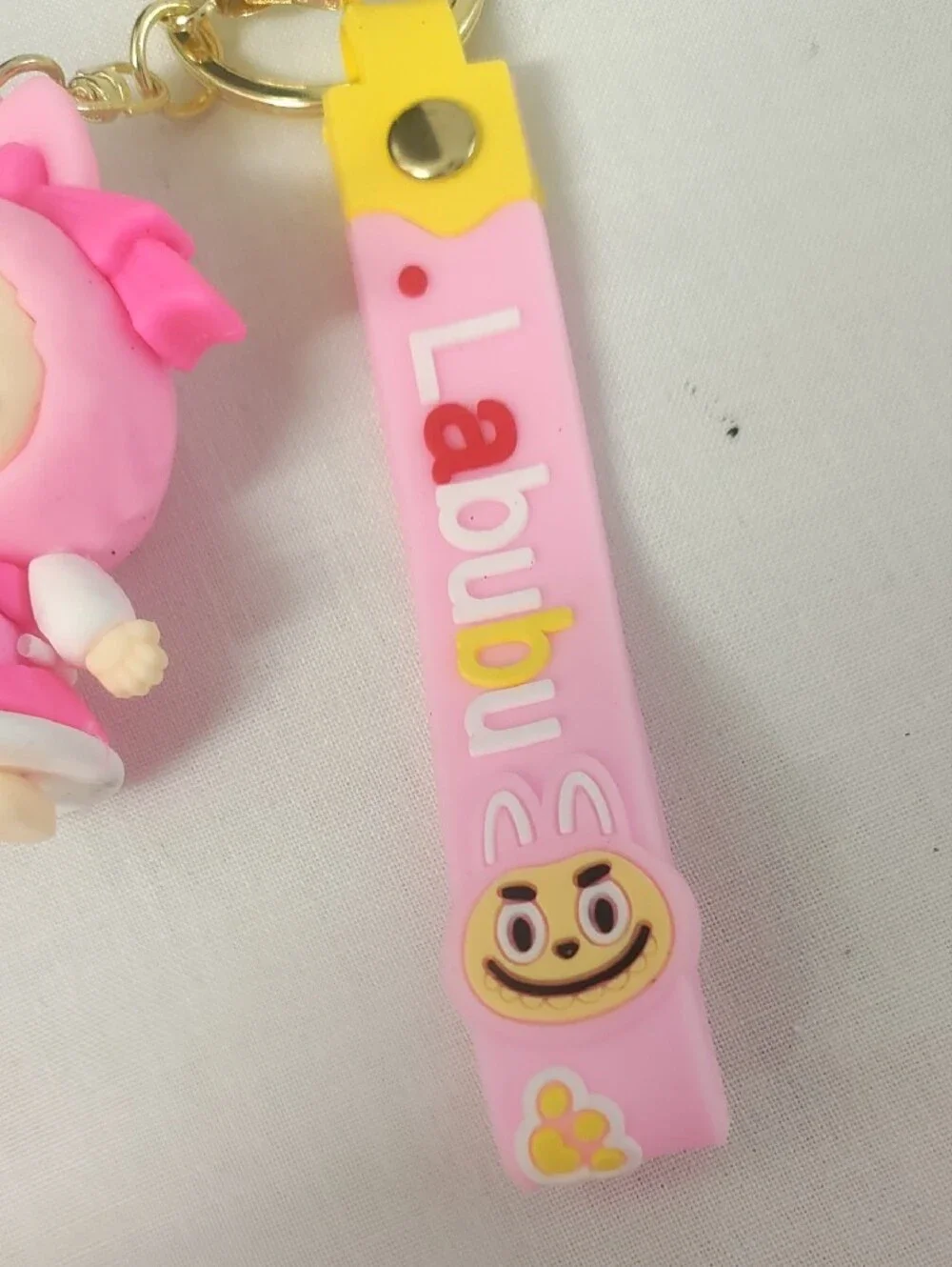Pink Labubu Silicone Character Key & Card Holder Keychain